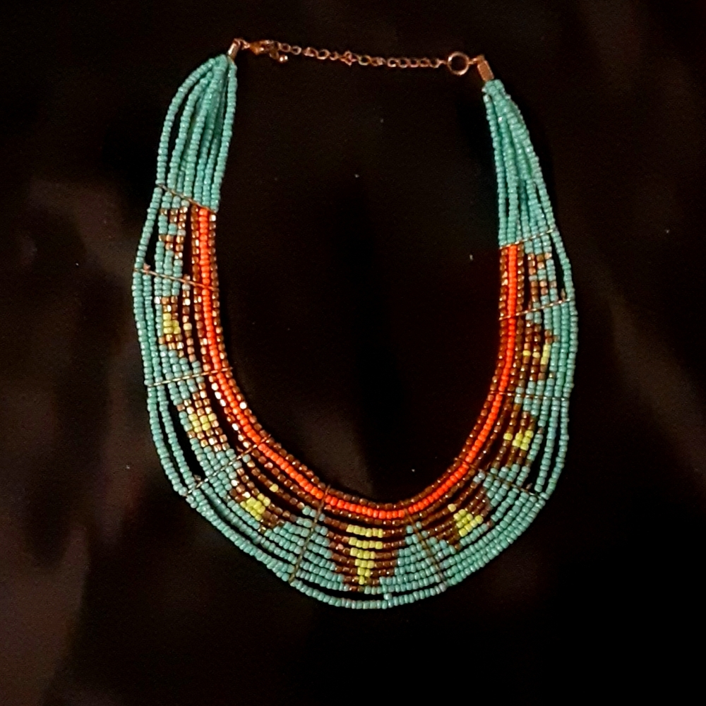 Native American Inspired Vintage Seed Bead Necklac
